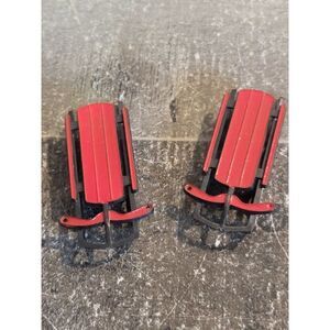 Mini plastic red sled set Village accessory Xmas decor